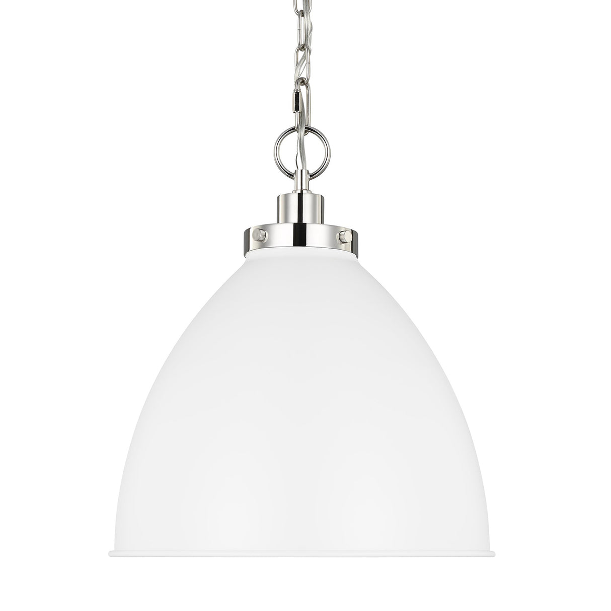 Rodney Medium Pendant 16", Matte White and Polished Nickel