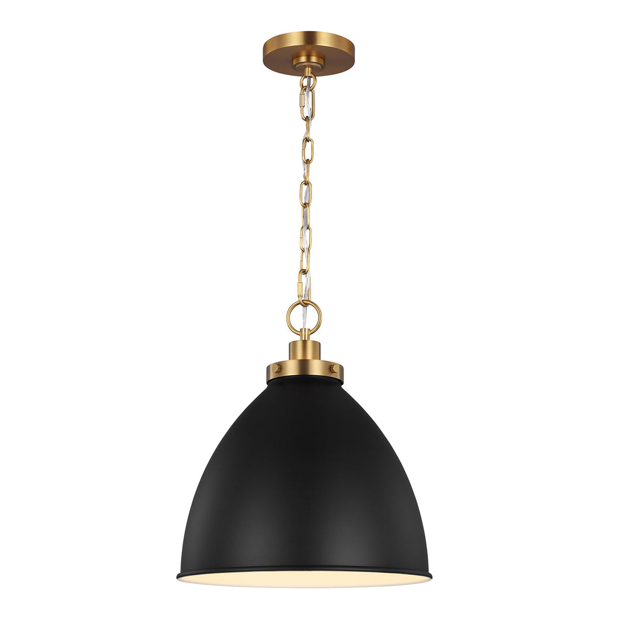 Rodney Medium Pendant 16", Matte Black and Modern Brass