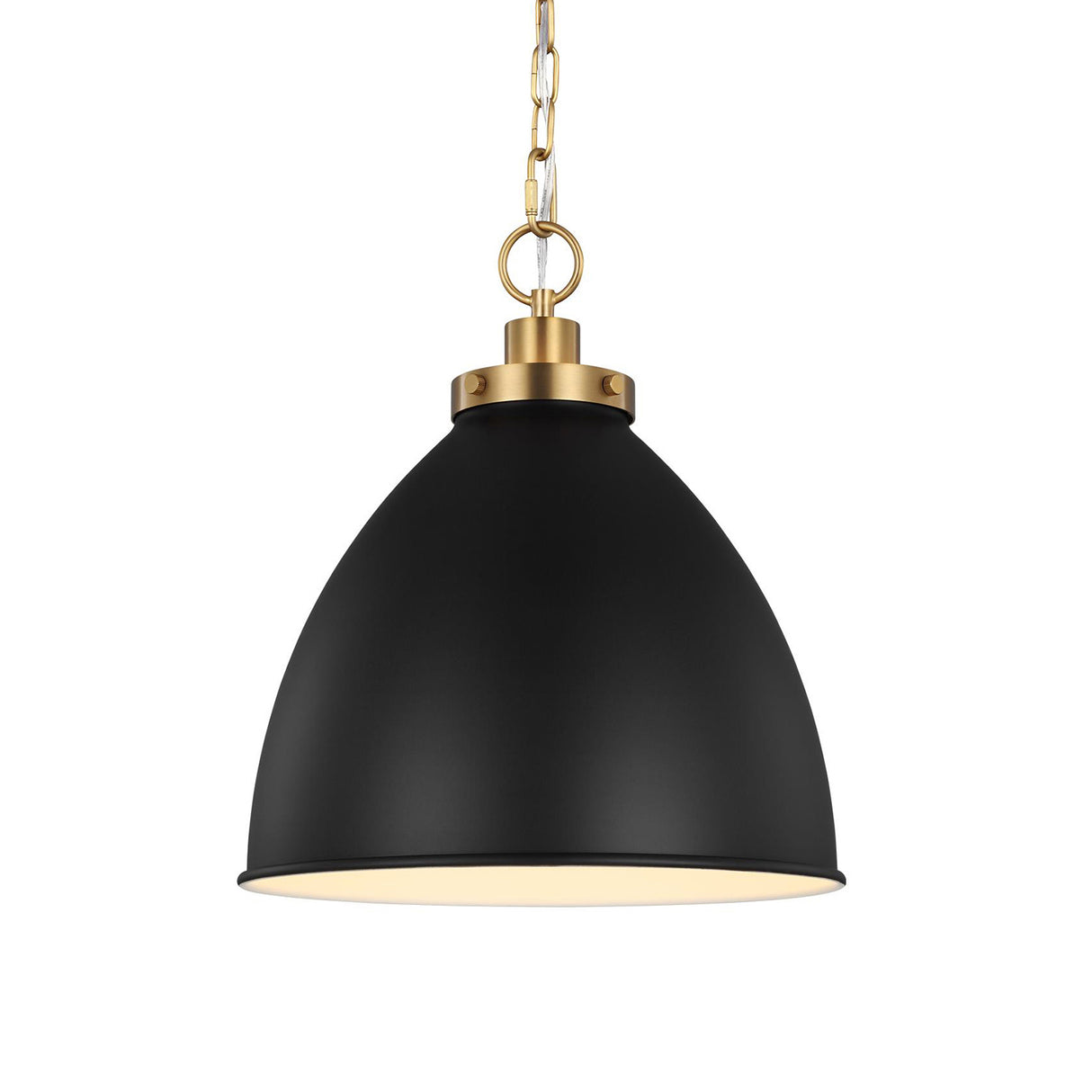 Rodney Medium Pendant 16", Matte Black and Modern Brass