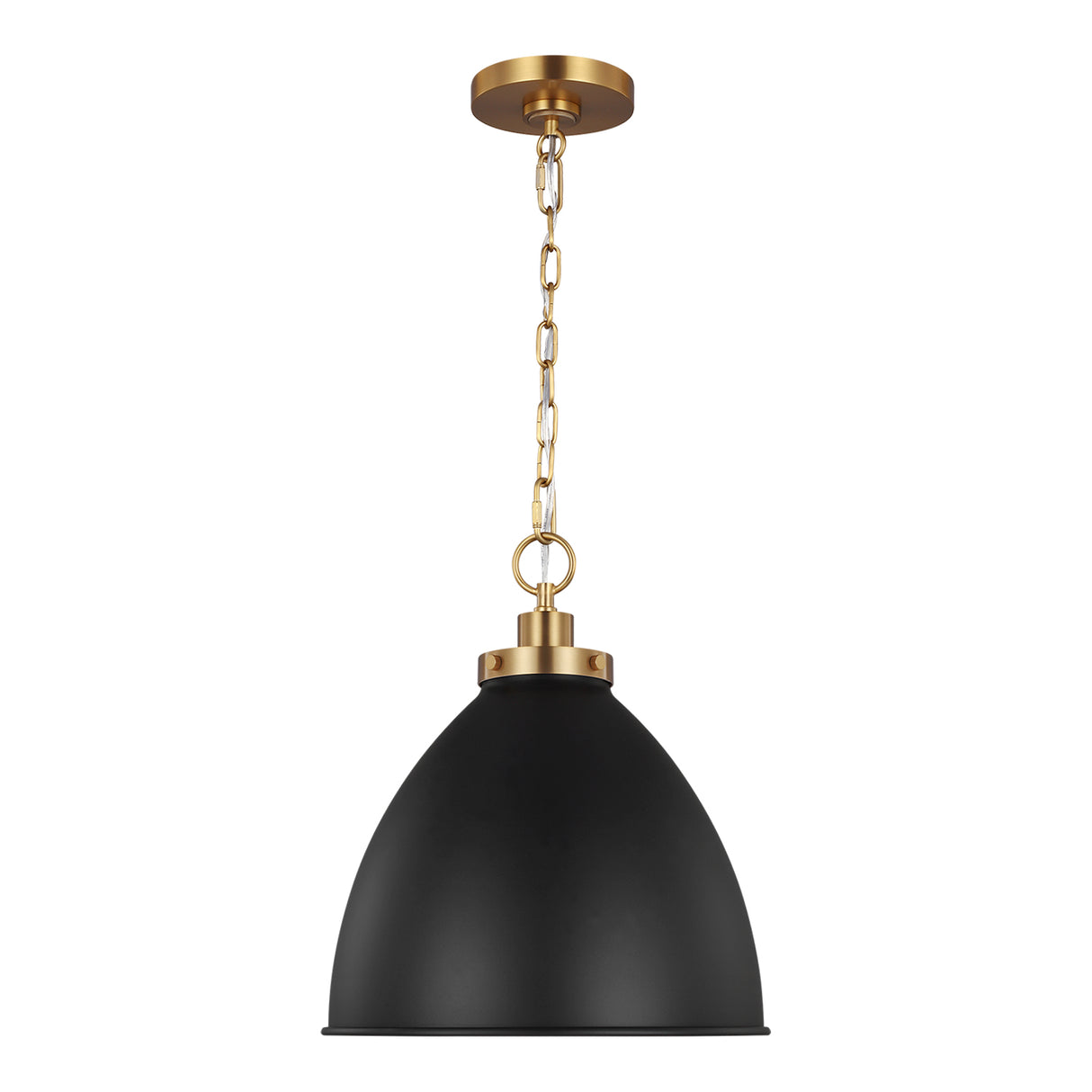 Rodney Medium Pendant 16", Matte Black and Modern Brass