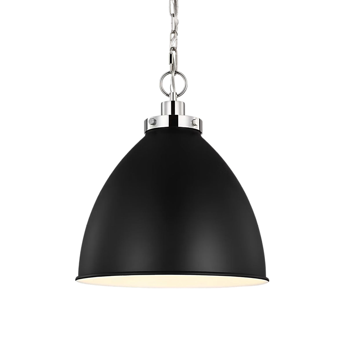 Rodney Medium Pendant 16", Matte Black and Polished Nickel