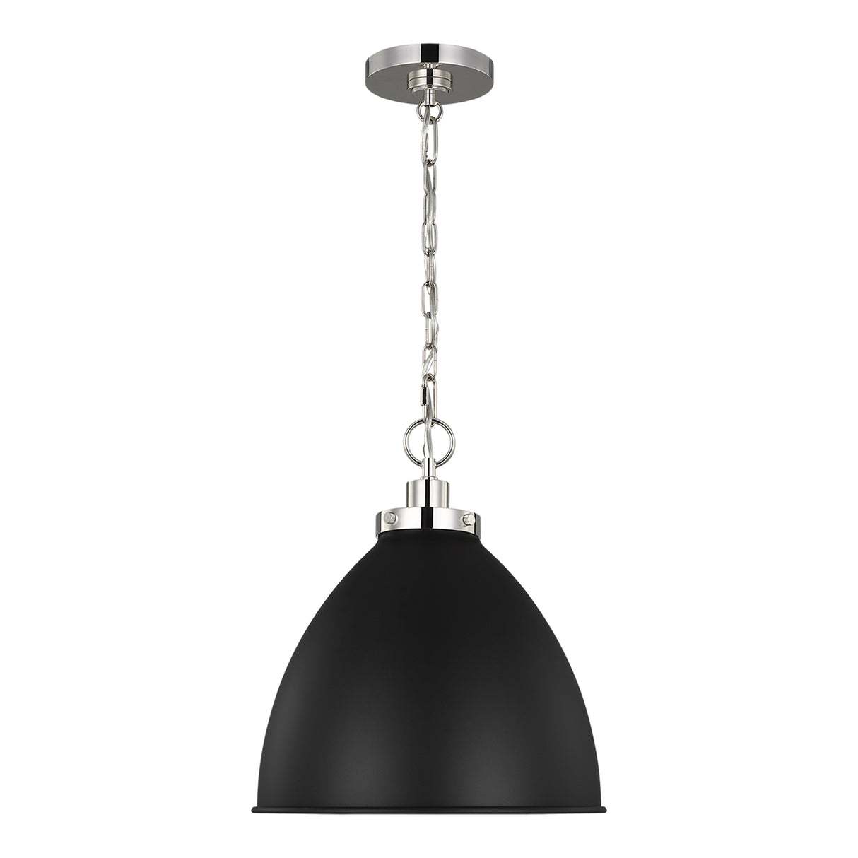 Rodney Medium Pendant 16", Matte Black and Polished Nickel
