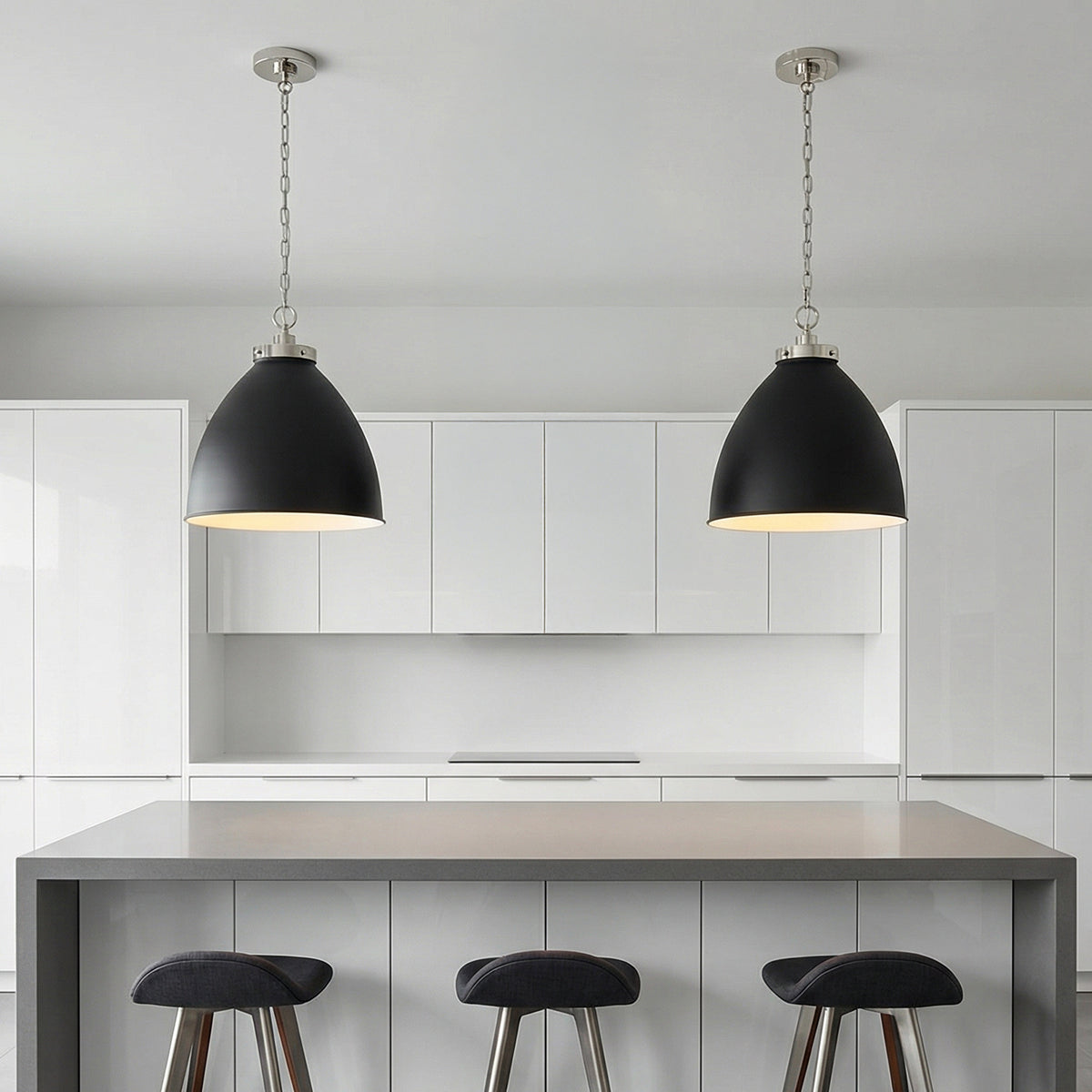Rodney Large Pendant 18" for Modern home with White Cabinetry