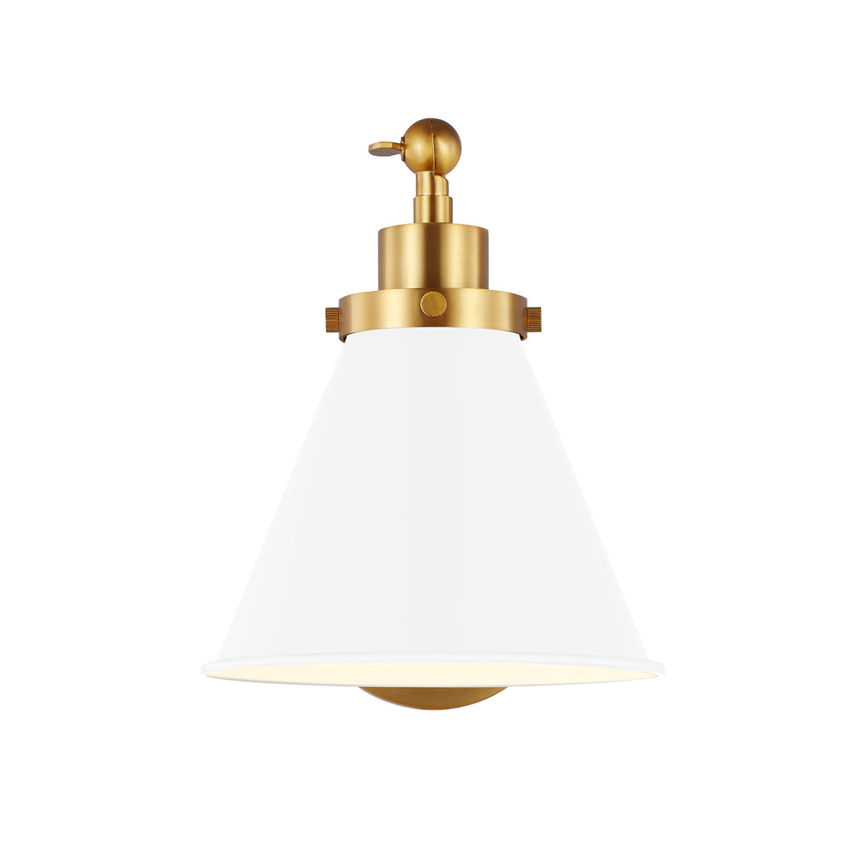 Classon Adjustable One Arm Wall Sconce, Matte White and Modern Brass