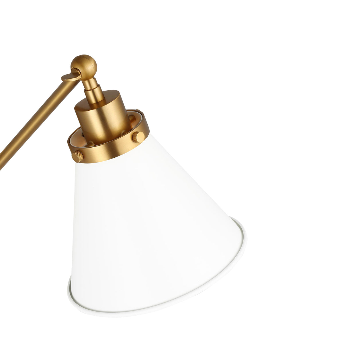 Classon Adjustable One Arm Wall Sconce, Matte White and Modern Brass