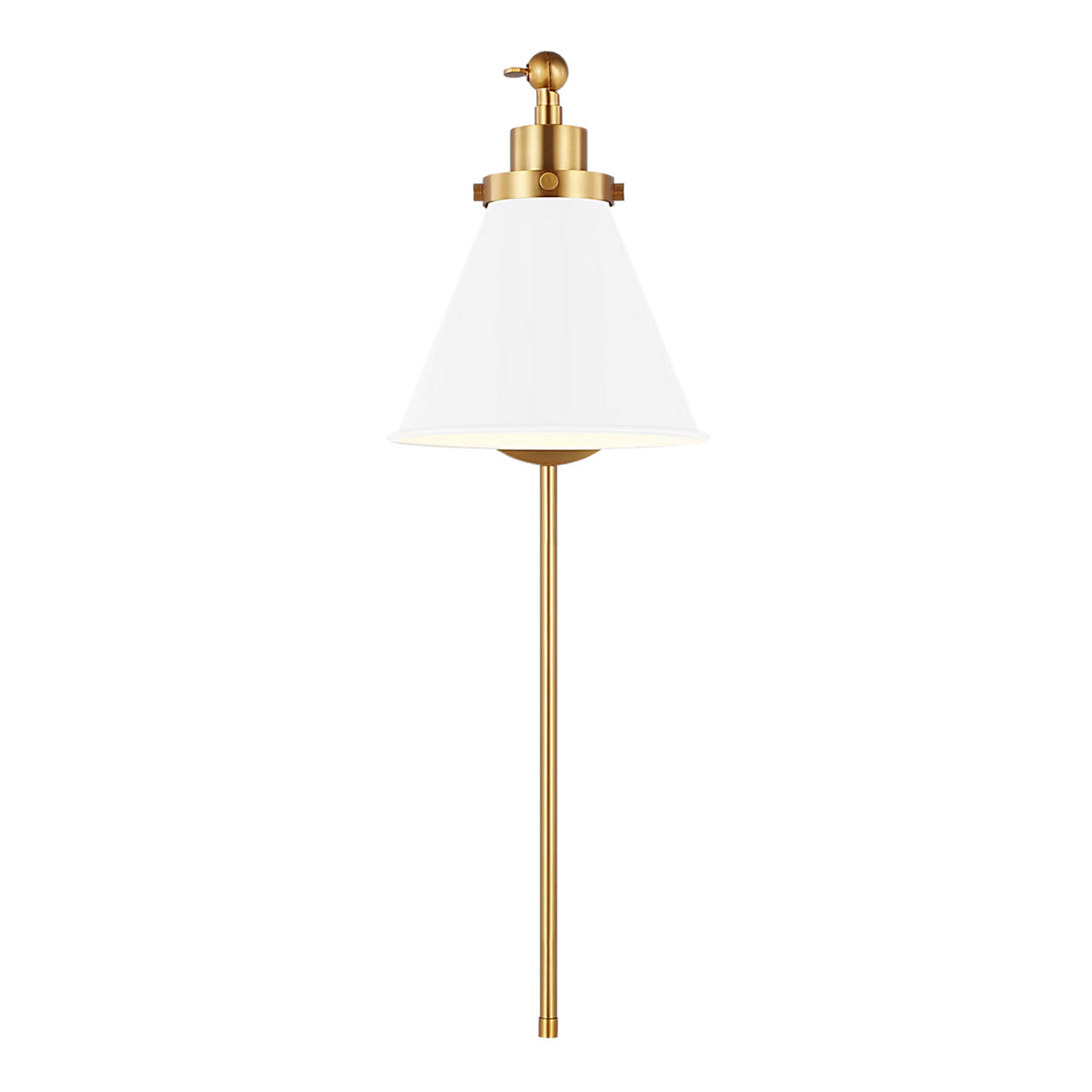 Classon Adjustable One Arm Wall Sconce, Matte White and Modern Brass
