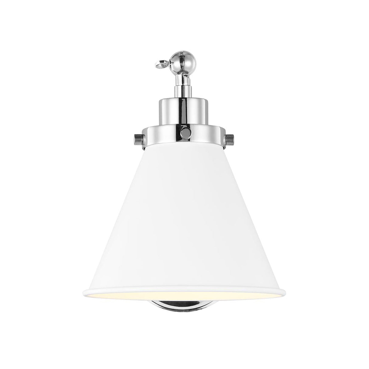 Classon Adjustable One Arm Wall Sconce, Matte White and Polished Nickel