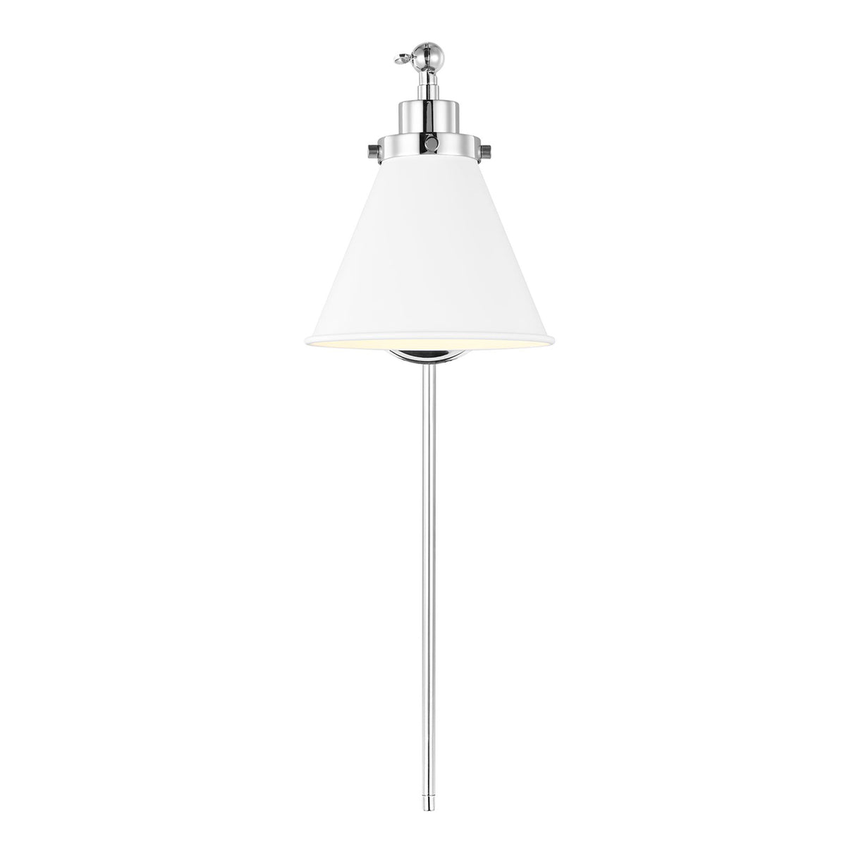 Classon Adjustable One Arm Wall Sconce, Matte White and Polished Nickel