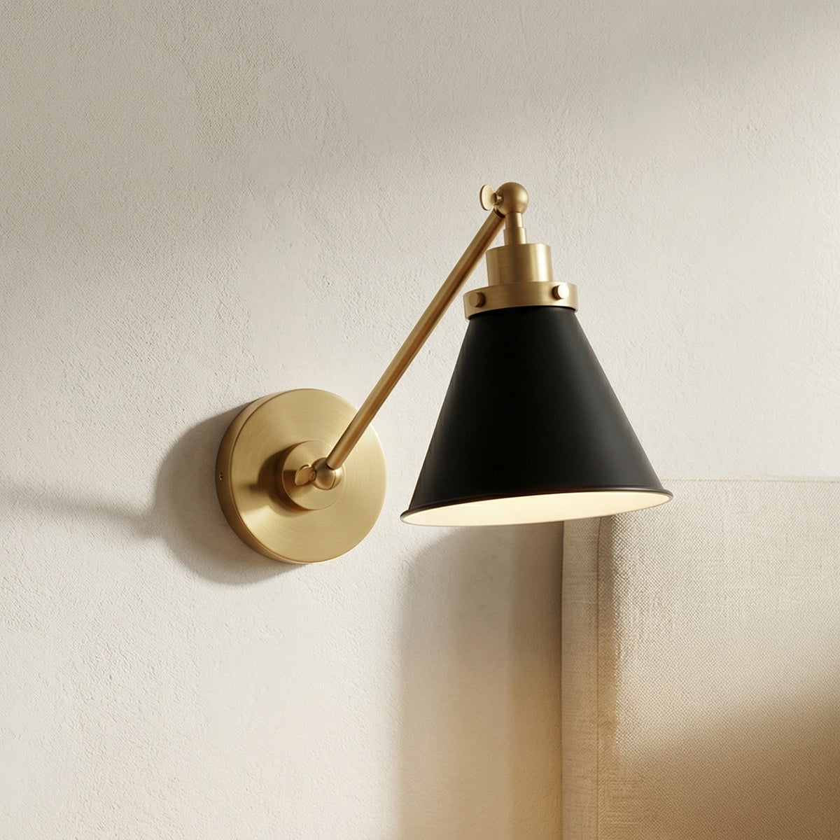 Classon Adjustable One Arm Wall Sconce for Modern home with White Siding