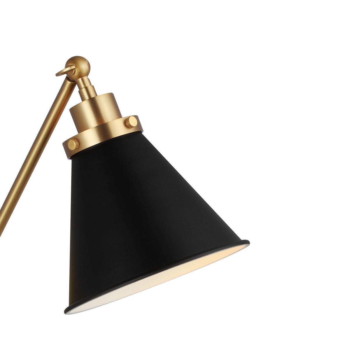Classon Adjustable One Arm Wall Sconce, Matte Black and Modern Brass
