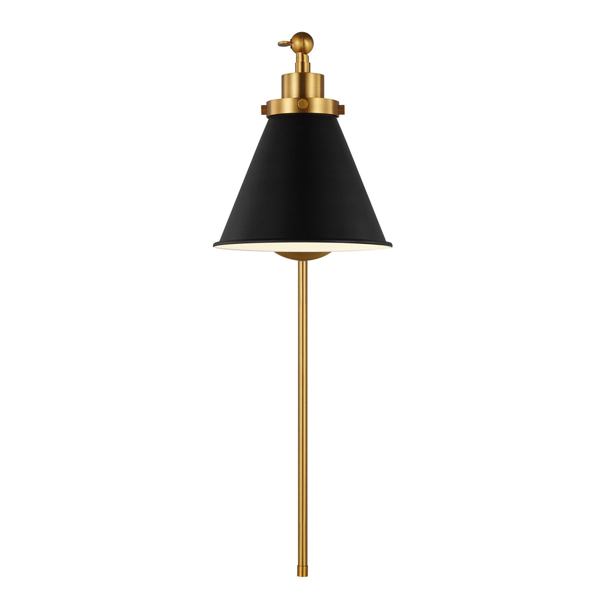 Classon Adjustable One Arm Wall Sconce, Matte Black and Modern Brass