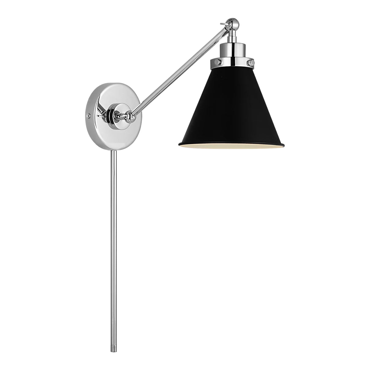Classon Adjustable One Arm Wall Sconce, Matte Black and Polished Nickel