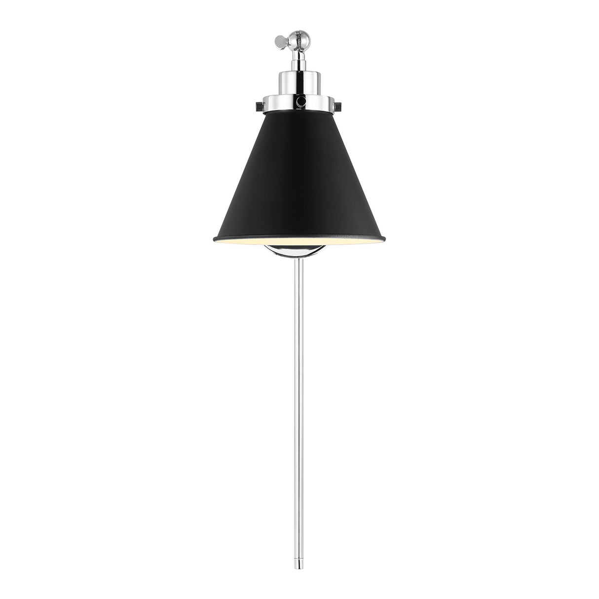 Classon Adjustable One Arm Wall Sconce, Matte Black and Polished Nickel