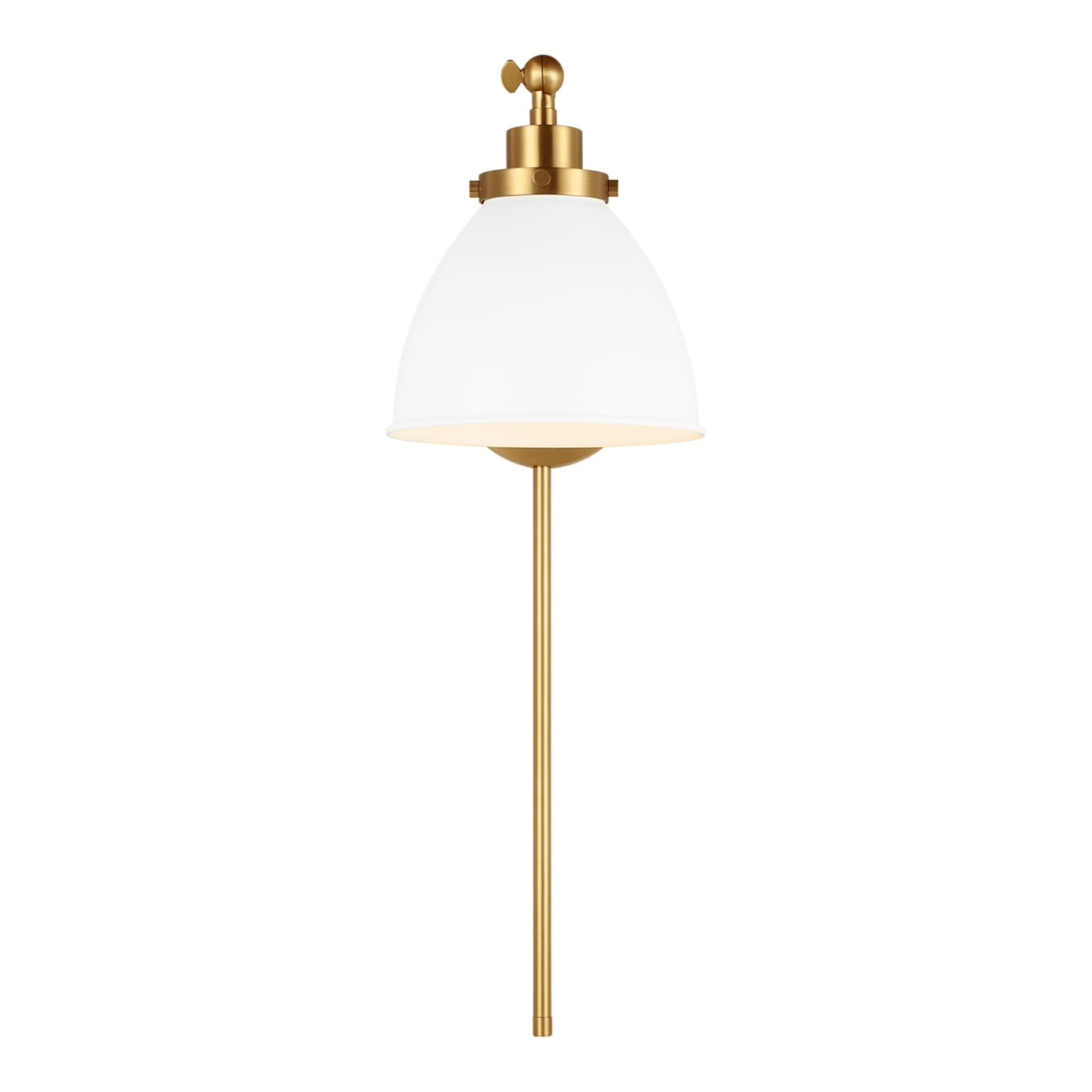 Rodney Adjustable One Arm Wall Sconce, Matte White and Modern Brass