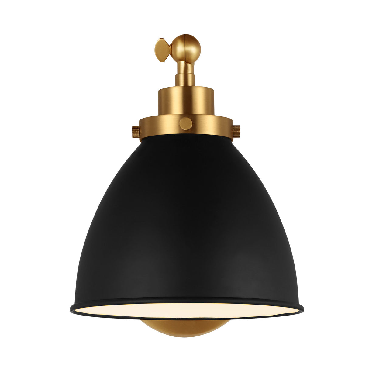 Rodney Adjustable One Arm Wall Sconce, Matte Black and Modern Brass