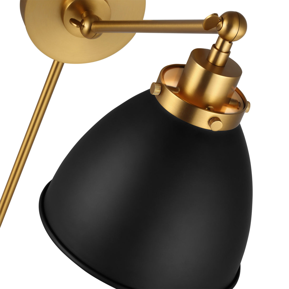 Rodney Adjustable One Arm Wall Sconce, Matte Black and Modern Brass