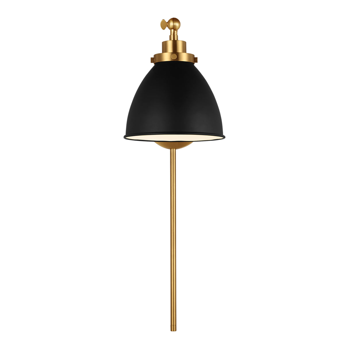 Rodney Adjustable One Arm Wall Sconce, Matte Black and Modern Brass