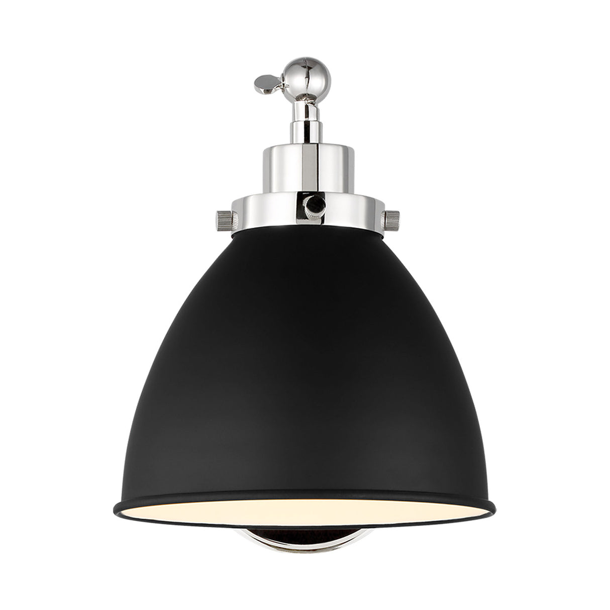 Rodney Adjustable One Arm Wall Sconce, Matte Black and Polished Nickel