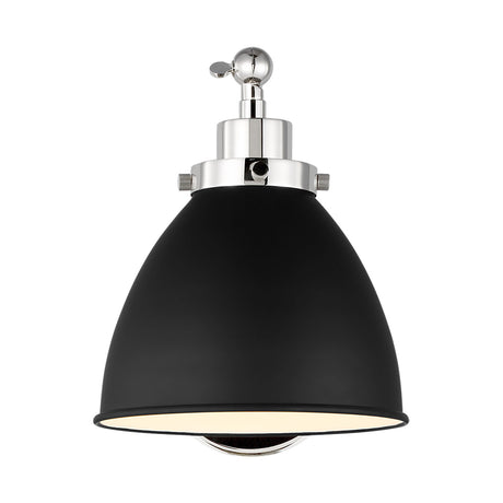 Rodney Adjustable One Arm Wall Sconce, Matte Black and Polished Nickel