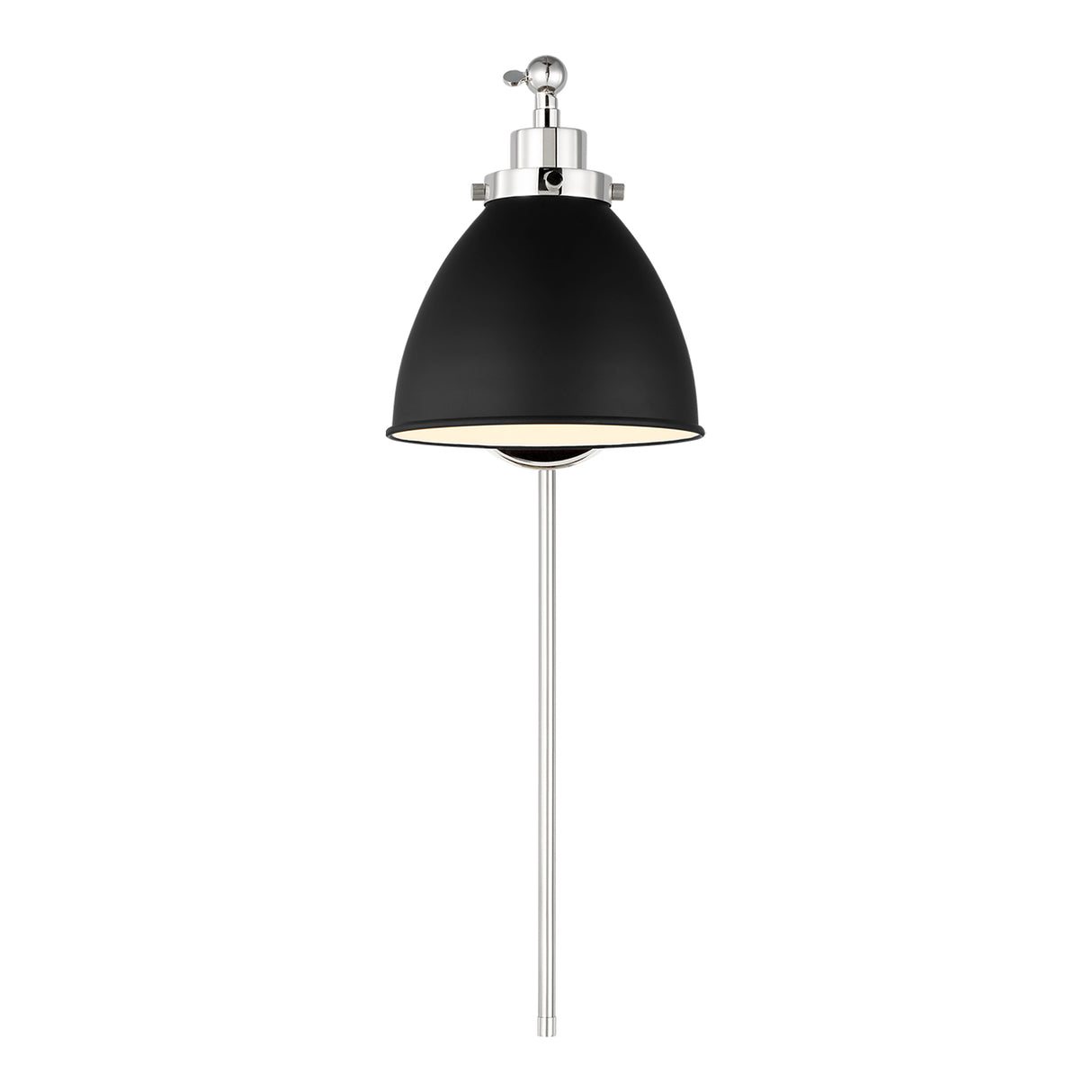Rodney Adjustable One Arm Wall Sconce, Matte Black and Polished Nickel