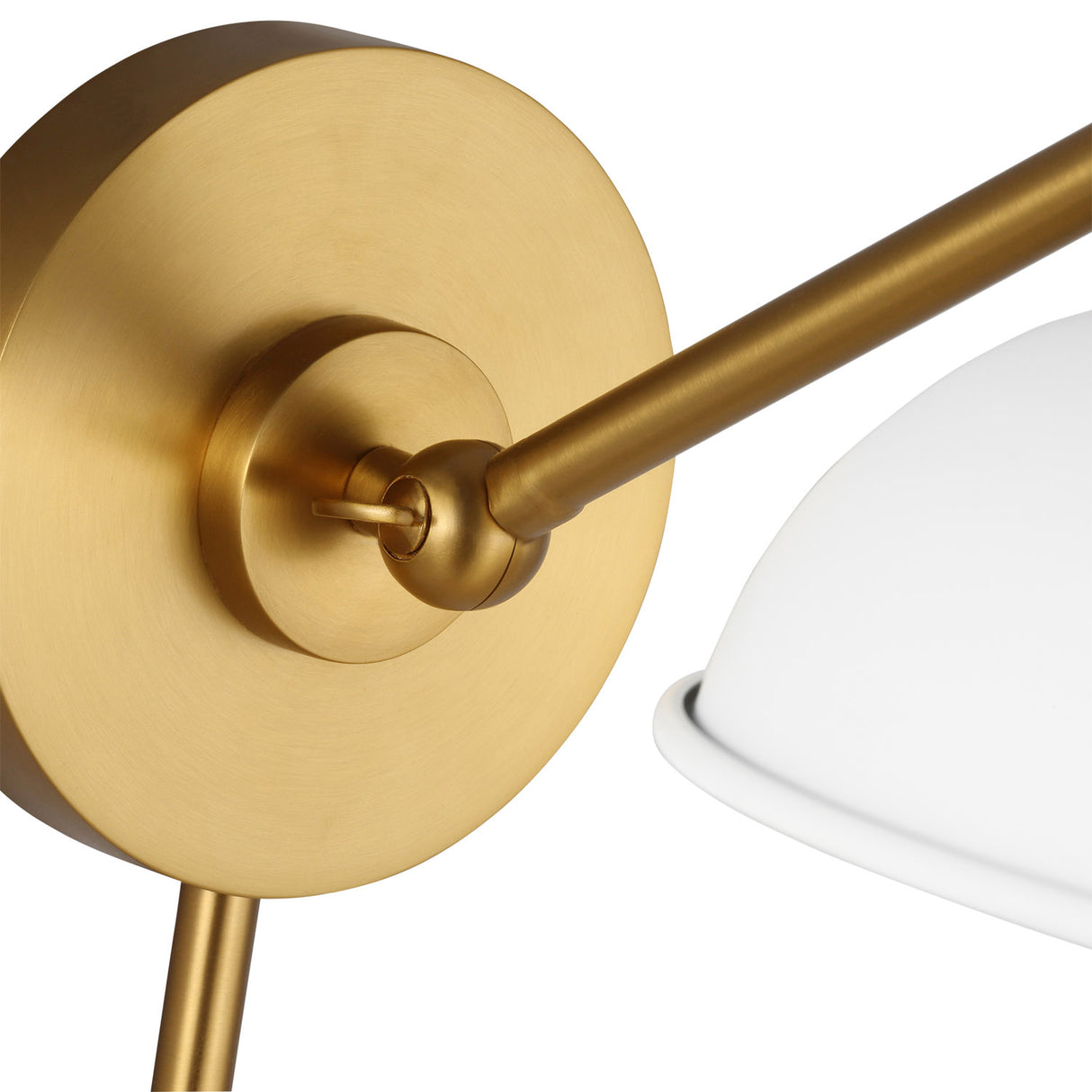Franklin Adjustable One Arm Wall Sconce, Matte White and Modern Brass