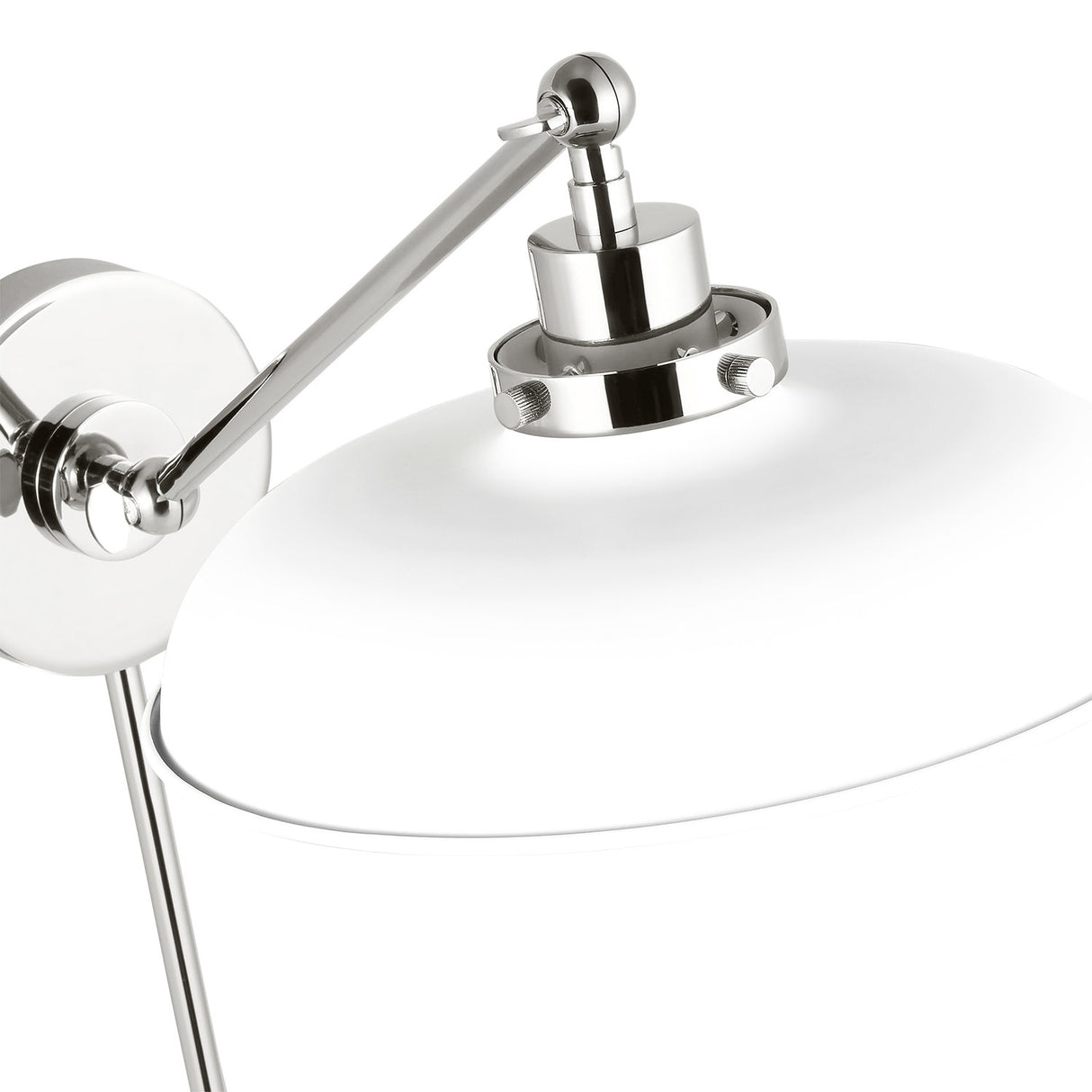 Franklin Adjustable One Arm Wall Sconce, Matte White and Polished Nickel