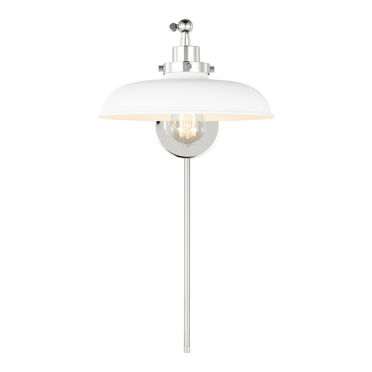 Franklin Adjustable One Arm Wall Sconce, Matte White and Polished Nickel