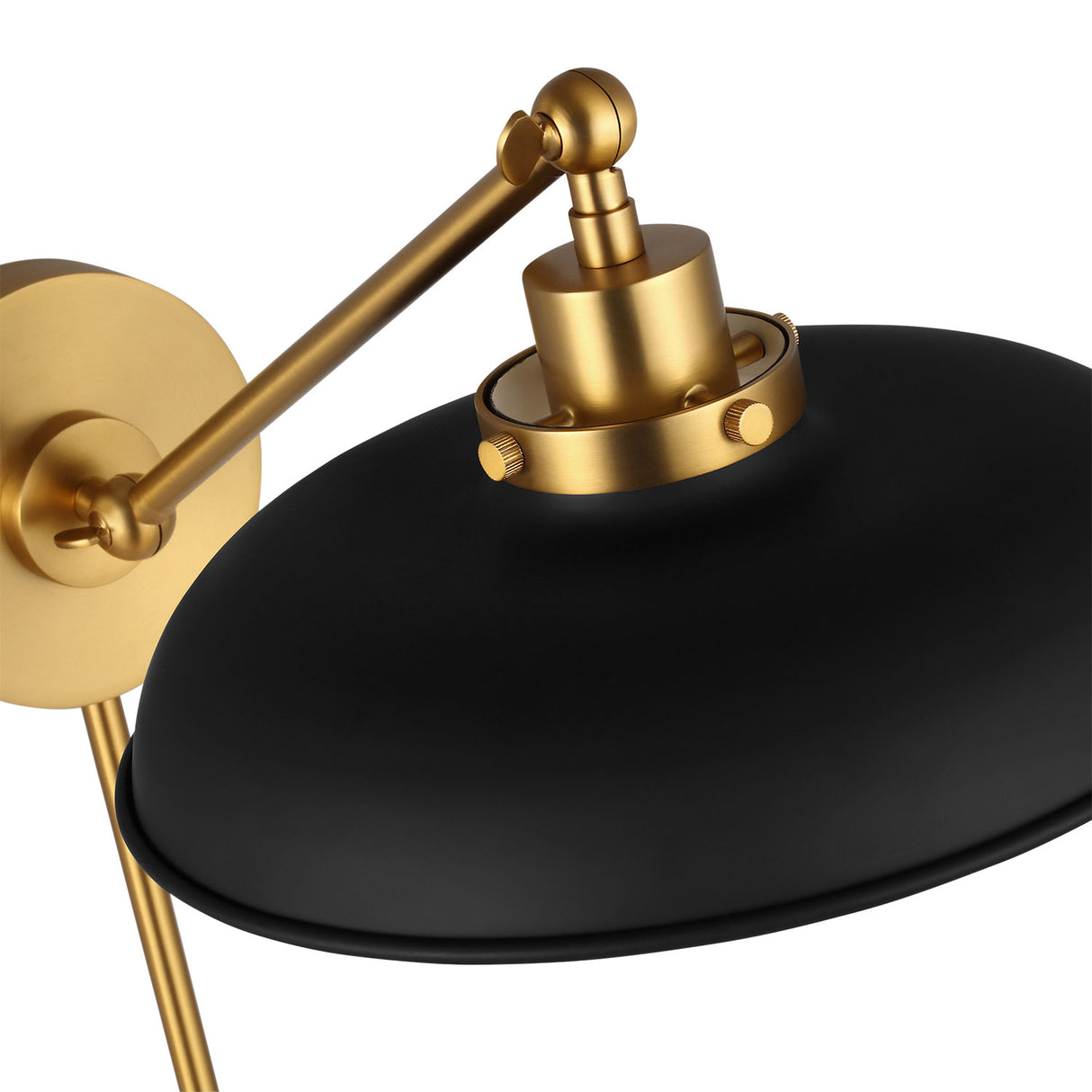 Franklin Adjustable One Arm Wall Sconce, Matte Black and Modern Brass