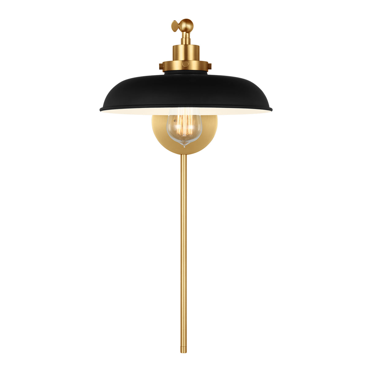 Franklin Adjustable One Arm Wall Sconce, Matte Black and Modern Brass