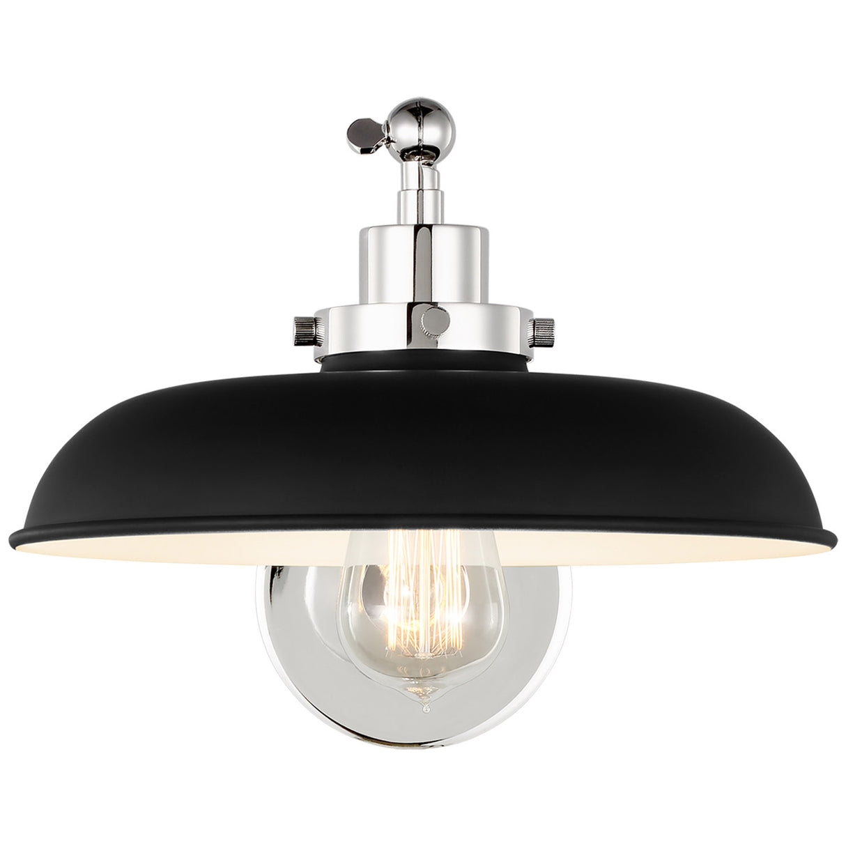 Franklin Adjustable One Arm Wall Sconce, Matte Black and Polished Nickel