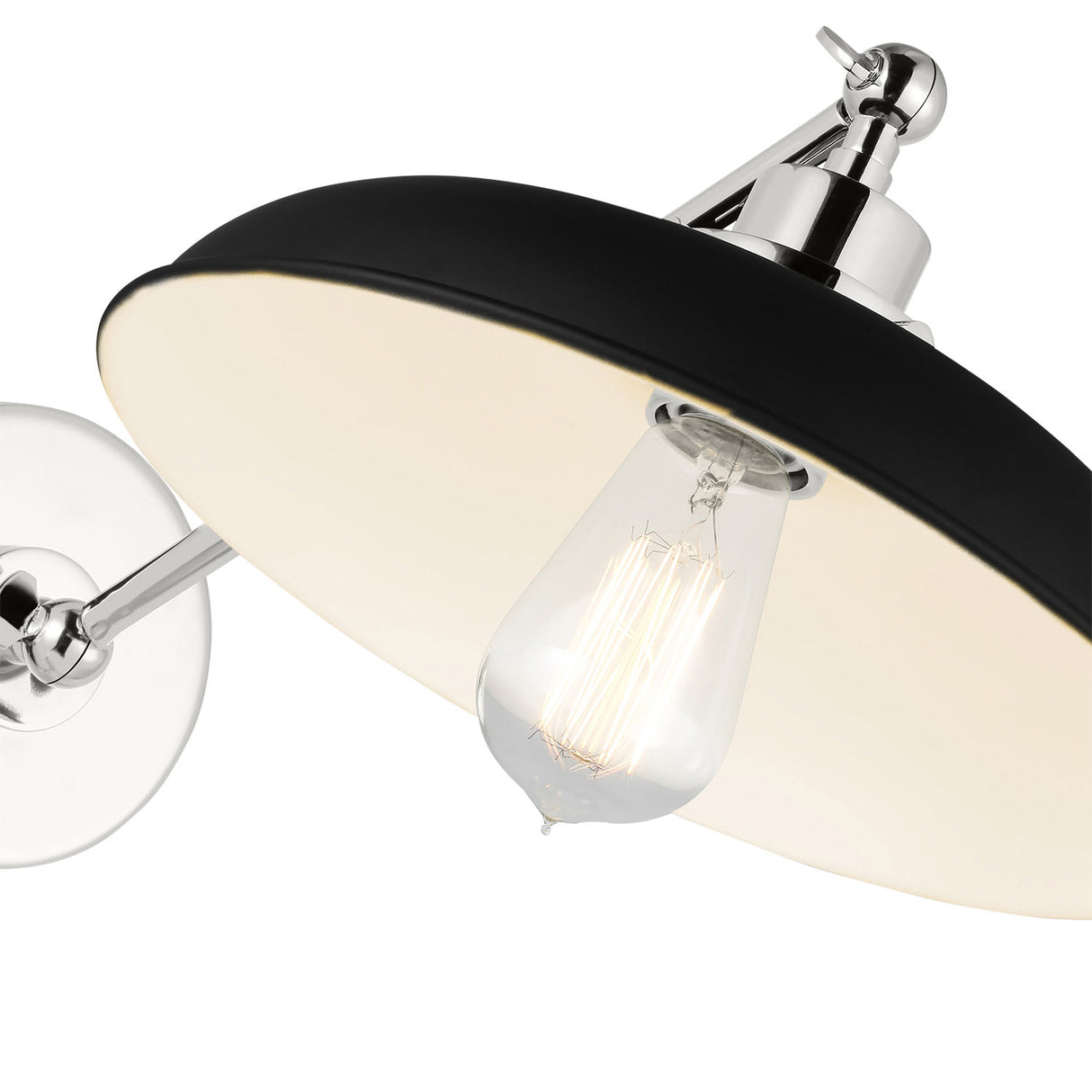 Franklin Adjustable One Arm Wall Sconce, Matte Black and Polished Nickel