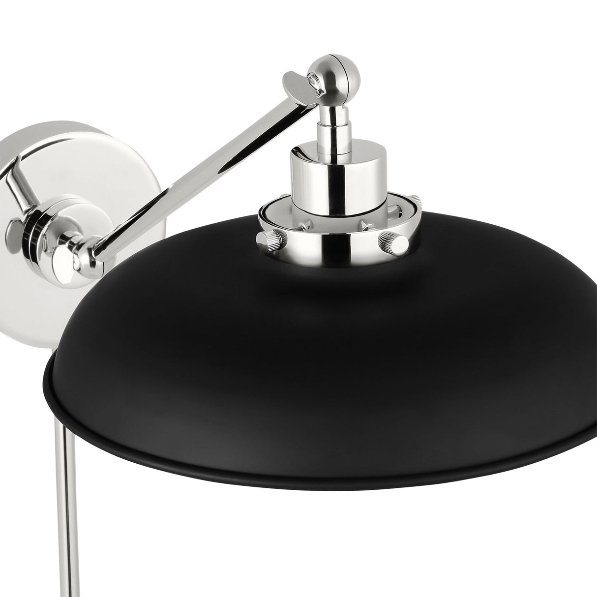 Franklin Adjustable One Arm Wall Sconce, Matte Black and Polished Nickel