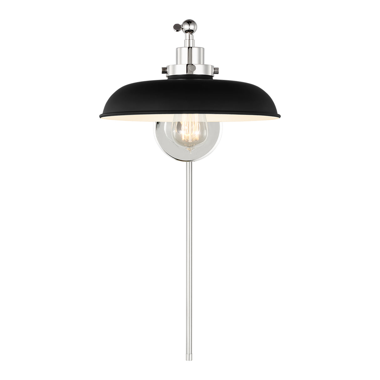 Franklin Adjustable One Arm Wall Sconce, Matte Black and Polished Nickel