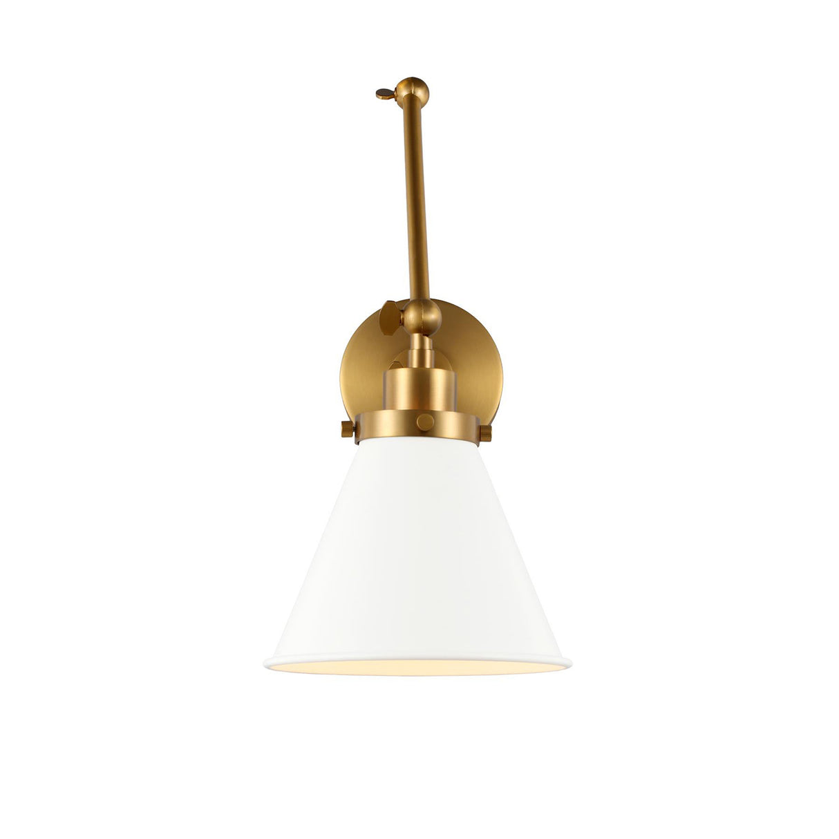 Classon Adjustable Two Arm Wall Sconce, Matte White and Modern Brass