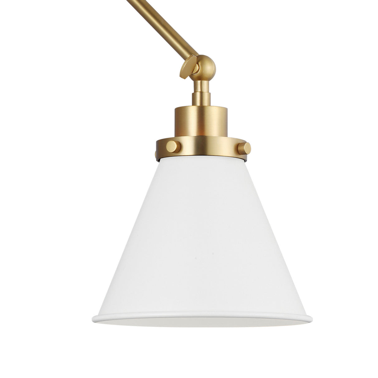 Classon Adjustable Two Arm Wall Sconce, Matte White and Modern Brass