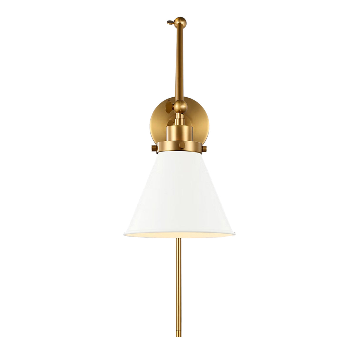 Classon Adjustable Two Arm Wall Sconce, Matte White and Modern Brass