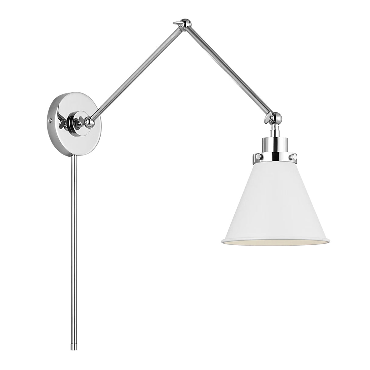Classon Adjustable Two Arm Wall Sconce, Matte White and Polished Nickel
