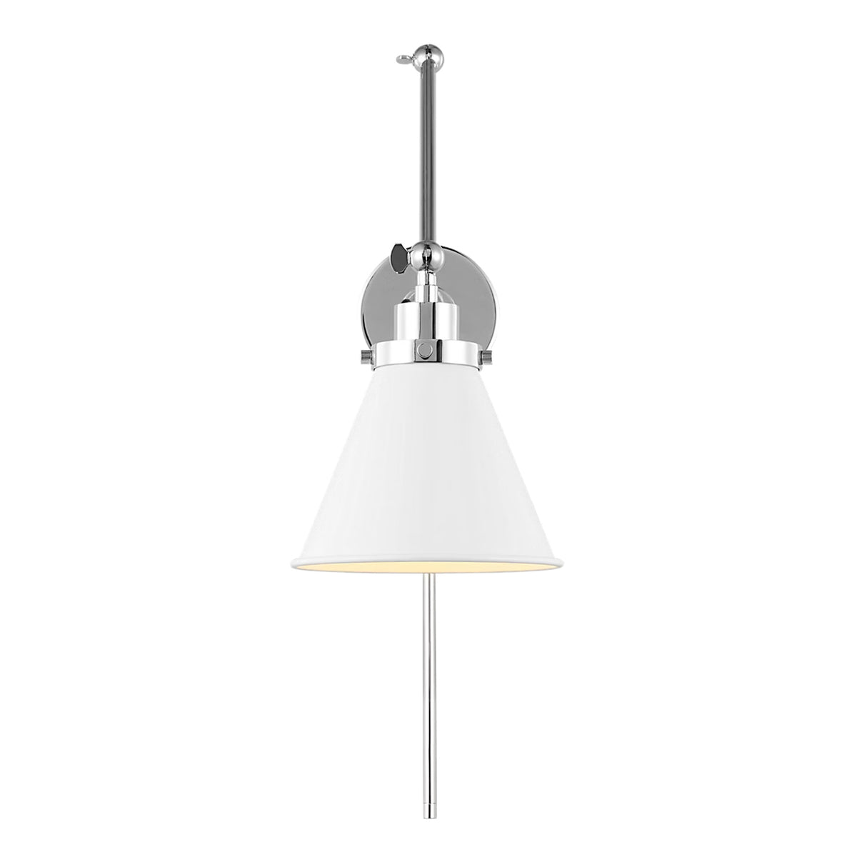Classon Adjustable Two Arm Wall Sconce, Matte White and Polished Nickel