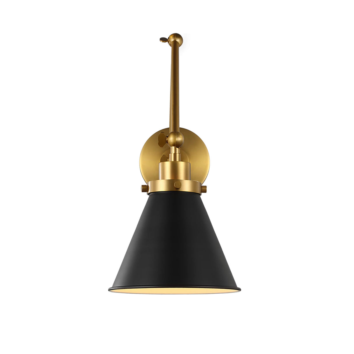 Classon Adjustable Two Arm Wall Sconce, Matte Black and Modern Brass