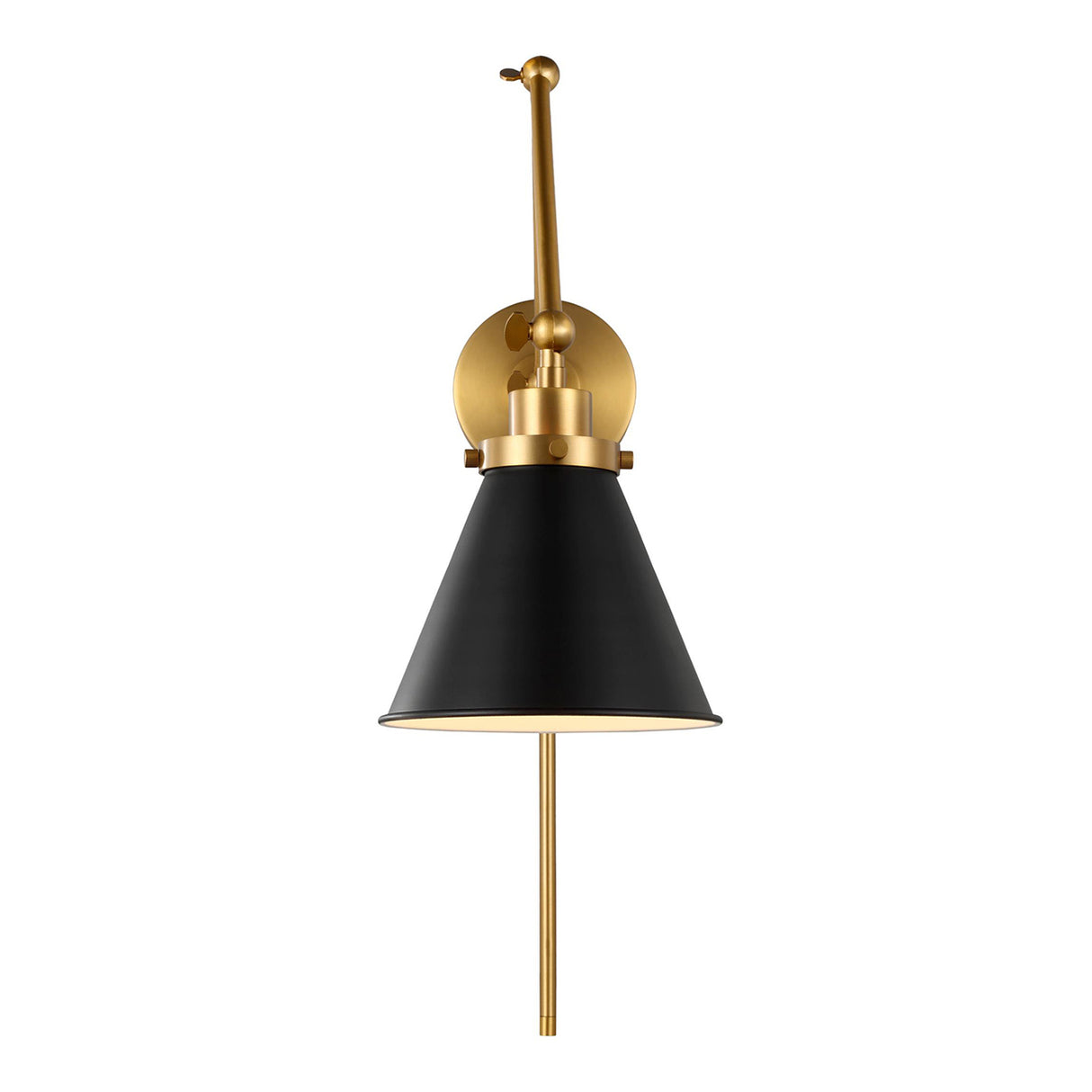 Classon Adjustable Two Arm Wall Sconce, Matte Black and Modern Brass