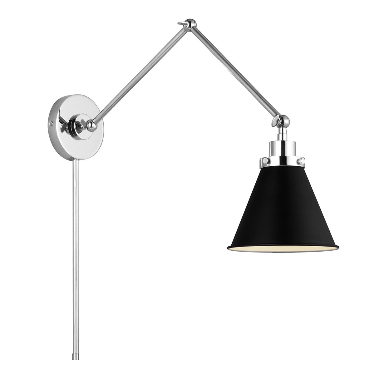 Classon Adjustable Two Arm Wall Sconce, Matte Black and Polished Nickel