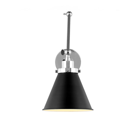Classon Adjustable Two Arm Wall Sconce, Matte Black and Polished Nickel
