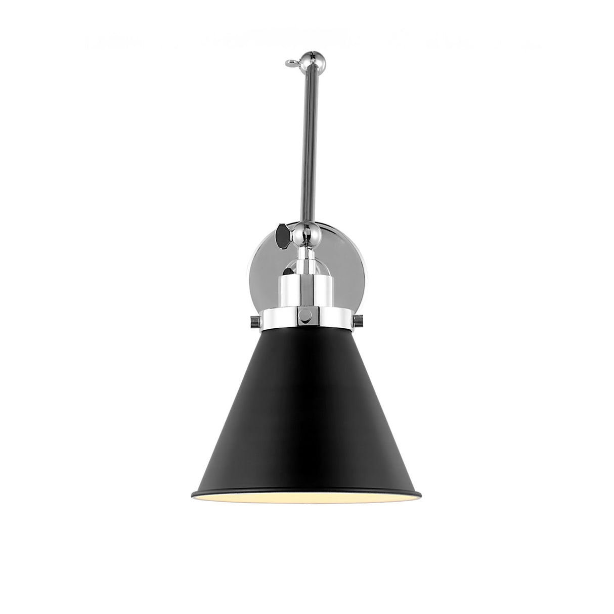 Classon Adjustable Two Arm Wall Sconce, Matte Black and Polished Nickel