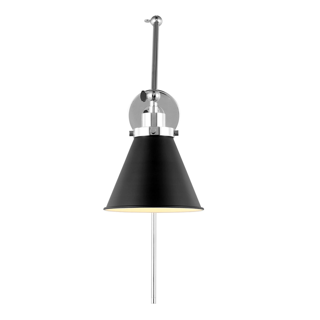 Classon Adjustable Two Arm Wall Sconce, Matte Black and Polished Nickel