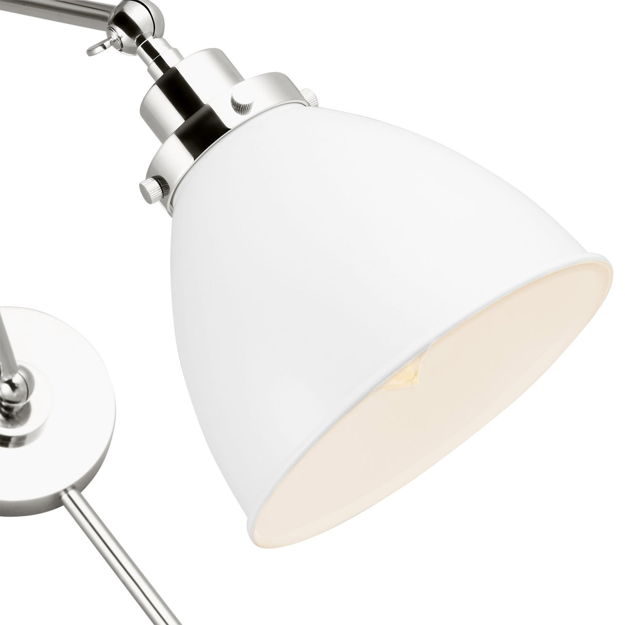 Rodney Adjustable Two Arm Wall Sconce, Matte White and Polished Nickel