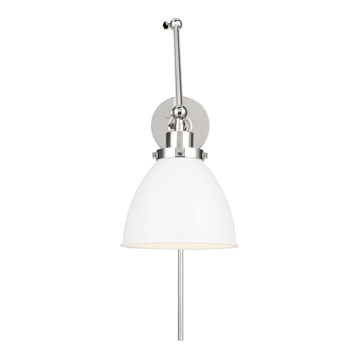 Rodney Adjustable Two Arm Wall Sconce, Matte White and Polished Nickel