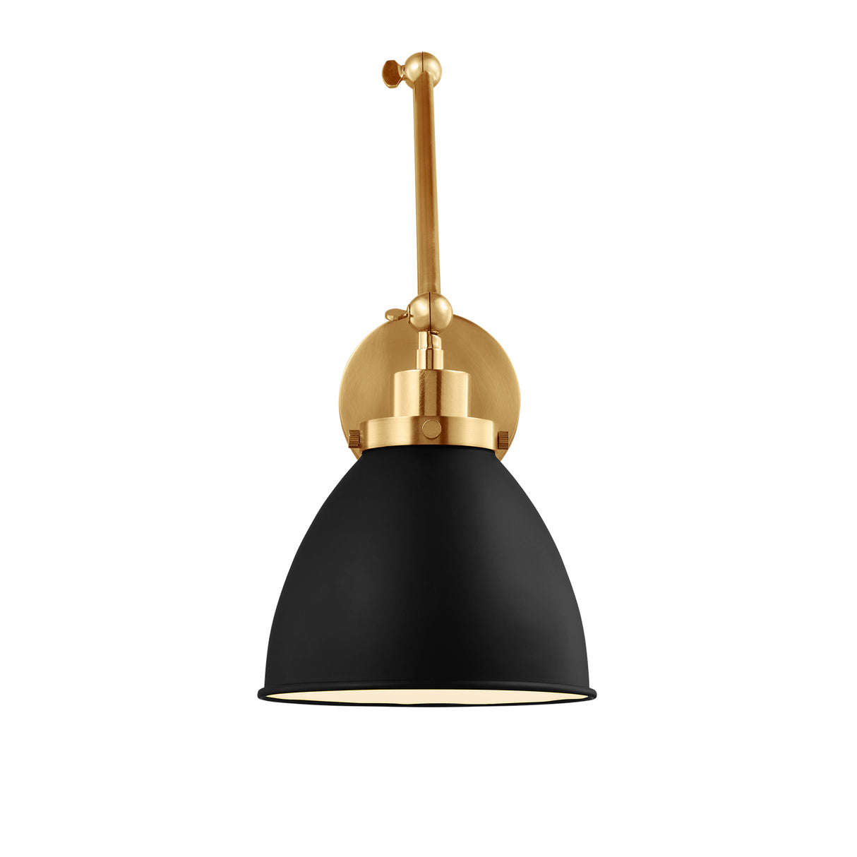 Rodney Adjustable Two Arm Wall Sconce, Matte Black and Modern Brass