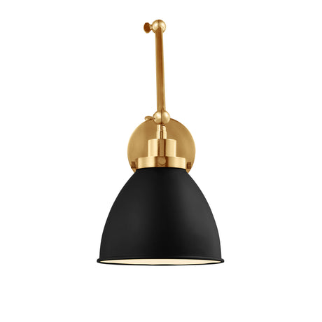 Rodney Adjustable Two Arm Wall Sconce, Matte Black and Modern Brass