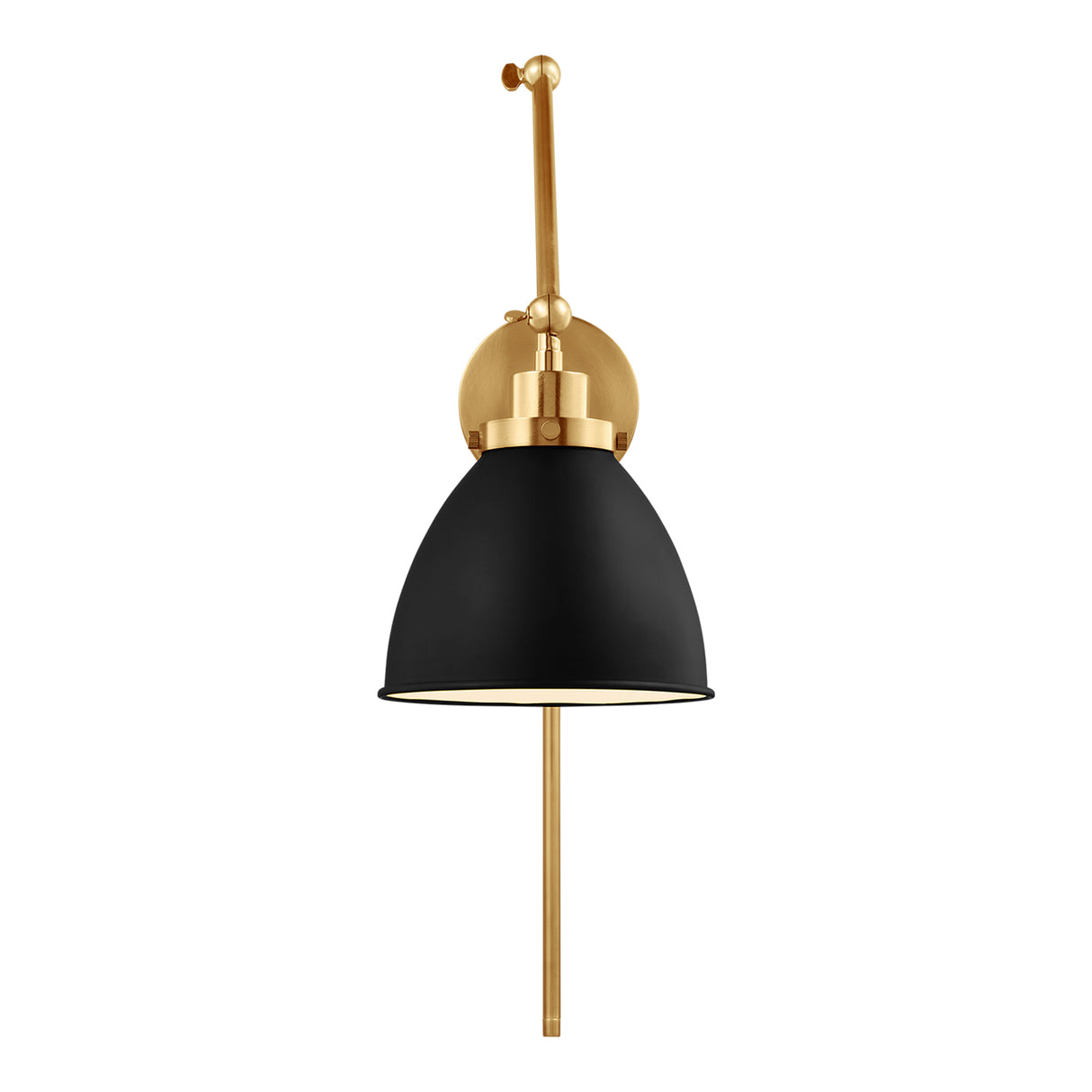 Rodney Adjustable Two Arm Wall Sconce, Matte Black and Modern Brass