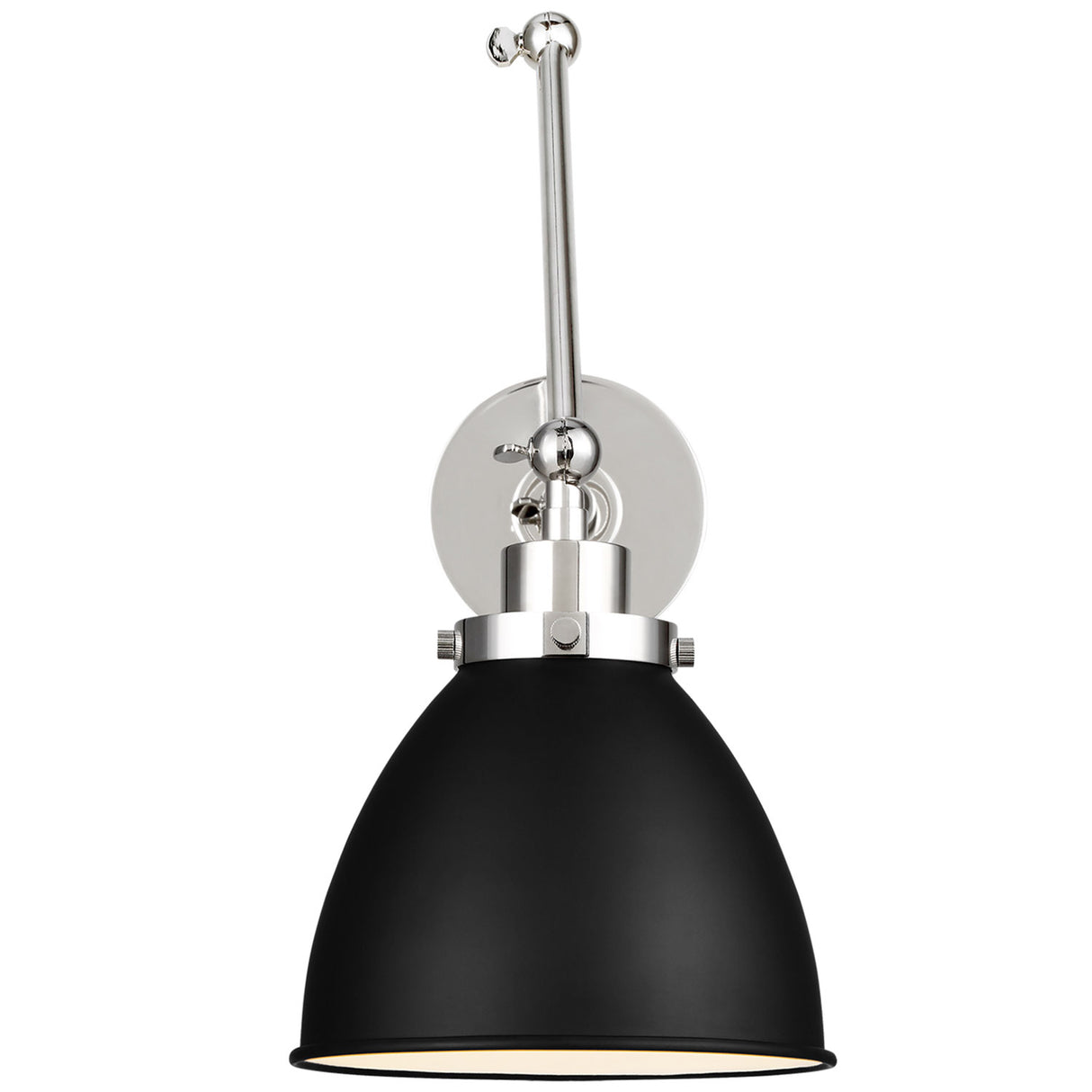 Rodney Adjustable Two Arm Wall Sconce, Matte Black and Polished Nickel
